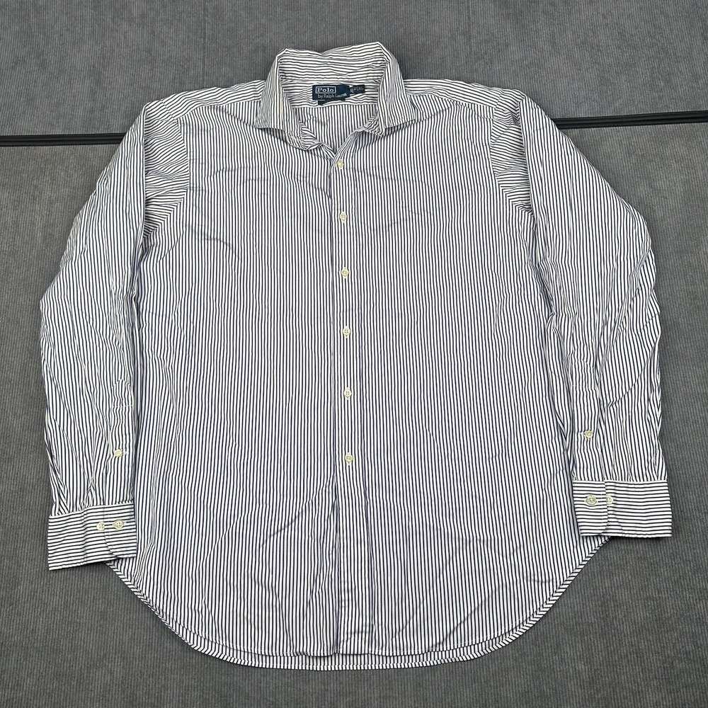 Vintage Polo Ralph Lauren Dress Shirt Mens XL Black White Striped Classic
